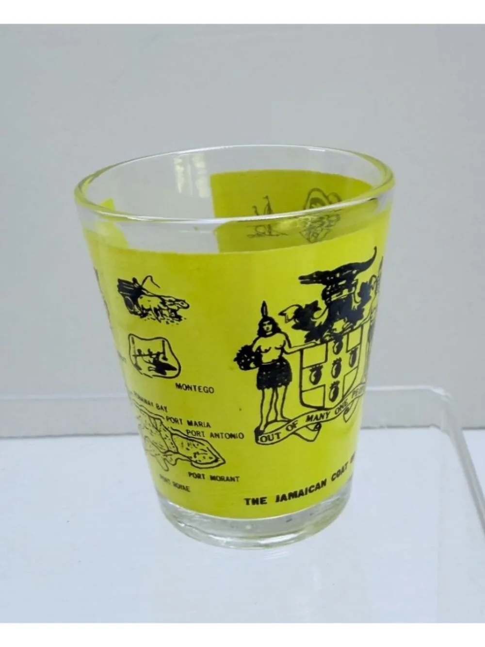 Jamaica West Indies Shot Glass Land of Sunshine Landmarks Vintage Souvenir